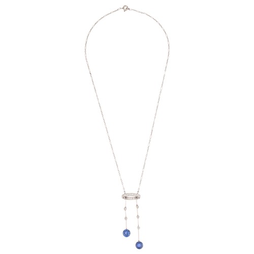 34 - A Belle Epoque Sapphire and Diamond Negligee Pendant Necklace,

circa 1910, comprising a round hoop ... 