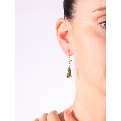 46 - A Pair of Archaeological Revival Faience 'Goddess Sekhmet' Earrings,

each comprising an Ancient Egy... 