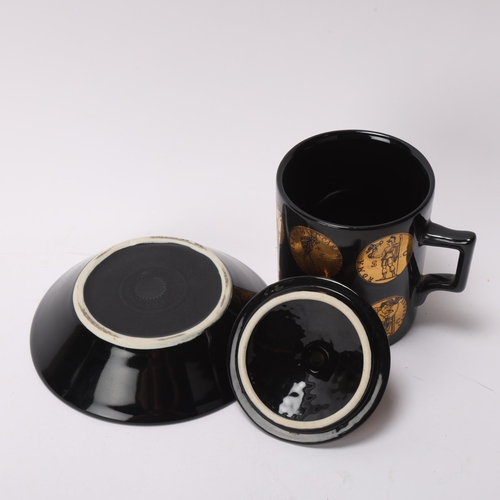 102 - PIERO FORNASETTI (1913-88), a Zodiac series latte cup with cover and saucer, makers mark to base of ... 