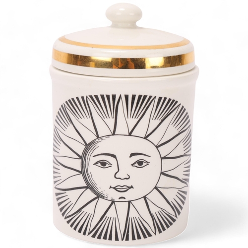 105 - PIERO FORNASETTI (1913-88),  A sun design storage jar with gilded detail, makers marks to base, heig... 