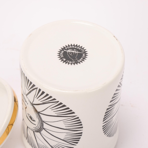 105 - PIERO FORNASETTI (1913-88),  A sun design storage jar with gilded detail, makers marks to base, heig... 