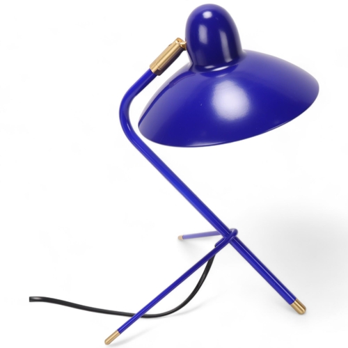 124 - Di Classe, an Arles mid-century style desk lamp by Domei Endo with adjustable blue shade, height 37c... 