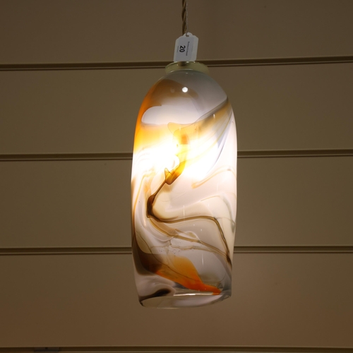 20 - GUIDO VAN BESOUW, South Africa, a hand blown studio glass pendant light, inspired by 