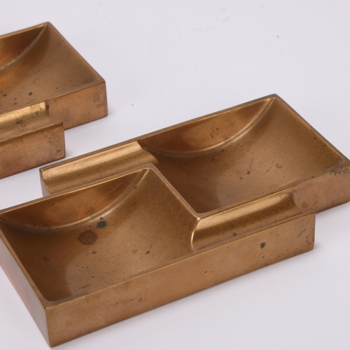 31 - A pair of modernist bronze cast ashtrays, no makers marks, length 13cm