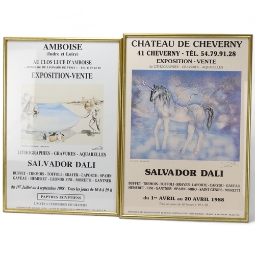 69 - 2 French exhibition posters for Salvador Dali, both 1988, Edition D'Art Jacques-Coeur, framed, large... 