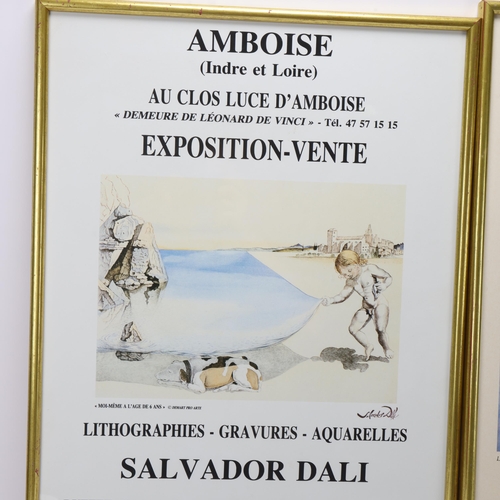 69 - 2 French exhibition posters for Salvador Dali, both 1988, Edition D'Art Jacques-Coeur, framed, large... 