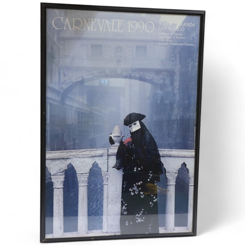 70 - A 1990 Venice Carnival poster, artwork by Fulvio Roiter, framed, 103 x 71cm