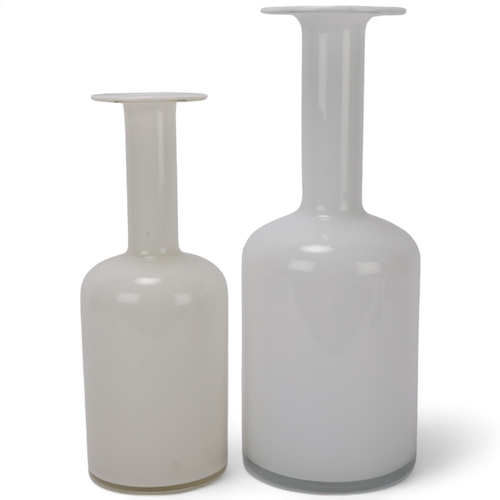 92 - OTTO BRAUER for Holmegaard, Denmark, 2  mid 20th century white cased Gul vases, height 30.5cm & 25cm