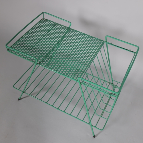 223 - A mid 20th century wire frame coffee table and magazine rack, height 48cm, top 62 x 38cm