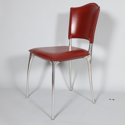 58 - BERNARD DEQUET, a set of 6 late 20th century French dining chairs in high quality leather, the padde... 