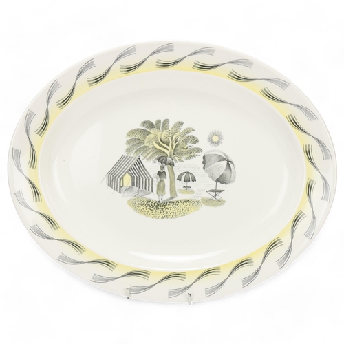 166 - ERIC RAVILIOUS for Wedgwood, a Garden Series meat plate,  with sun shade design, makers marks to bas... 