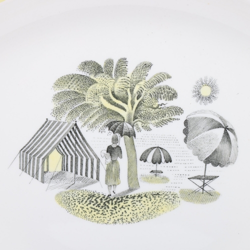 166 - ERIC RAVILIOUS for Wedgwood, a Garden Series meat plate,  with sun shade design, makers marks to bas... 