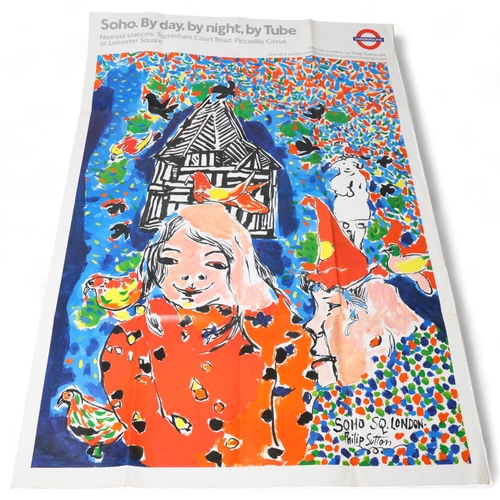 172 - RAILWAY INTEREST - A 1980s' London Underground poster, for Soho with artwork by PHILIP SUTTON, 60 x ... 