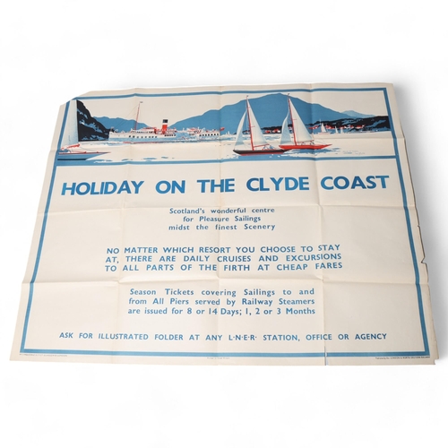 175 - RAILWAY INTEREST - original Holiday on the Clyde Coast LNER poster, printed 1935 by McCorquodale & c... 