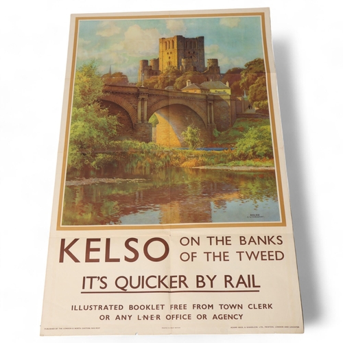 176 - RAILWAY INTEREST - original Kelso on the banks of the Tweed poster, printed 1941 by Adams Bros and S... 