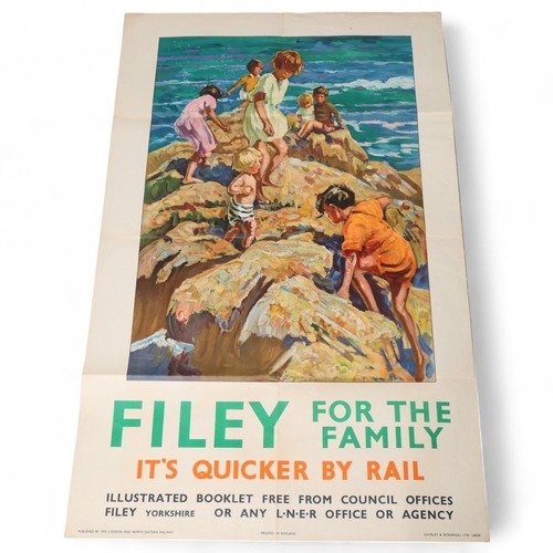 177 - RAILWAY INTEREST - original Filey for the Family, LNER poster, printed 1935 by Chorley and Pickersgi... 