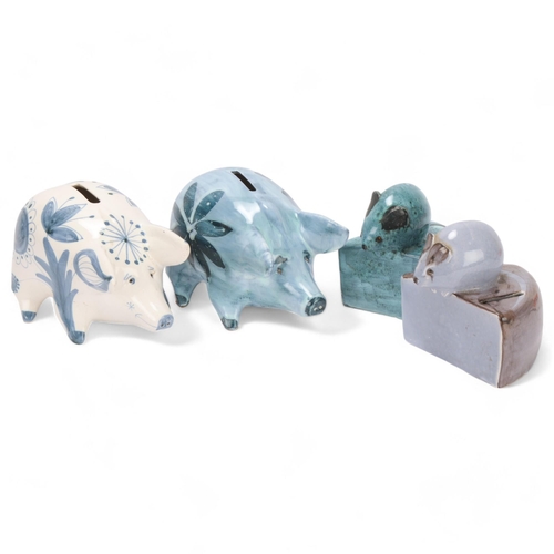 194 - DAVID SHARPE for Rye pottery, 2 Pig and 2 Mice piggy banks  makers marks to base on 3 pieces, pig le... 