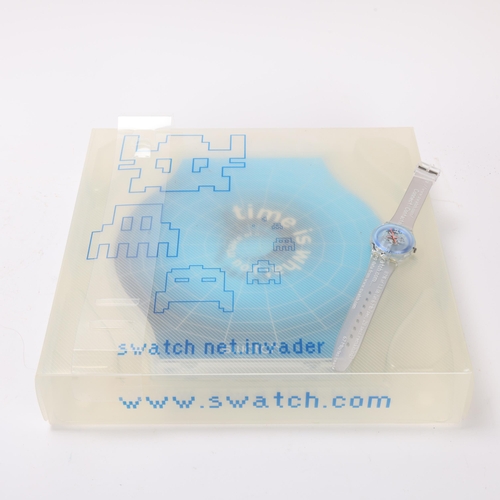 204 - Swatch Net Invader watch with cyber commander and cybergate mousepad,