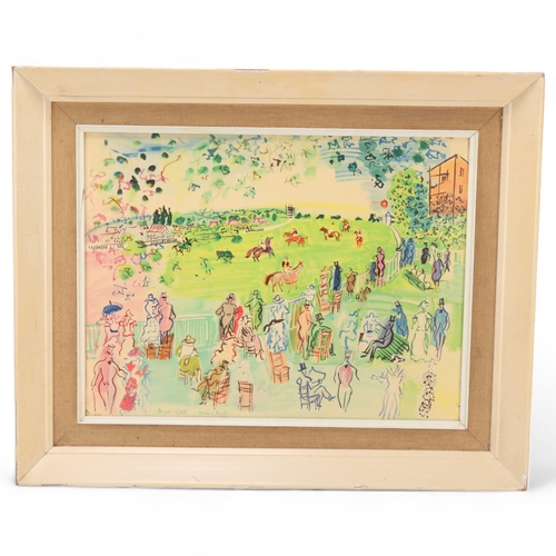 207 - RAOUL DUFY, Ascot 1935, lithograph on board, framed, image 35 x27cm