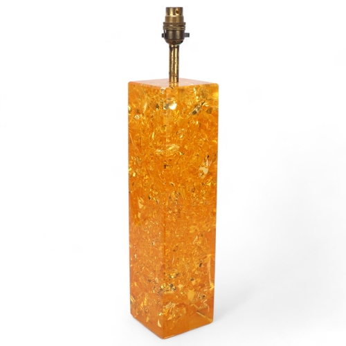 232 - A 1960s/70s' table lamp base, amber 