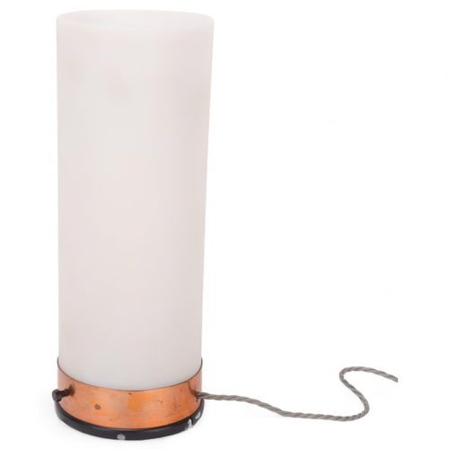 236 - A mid 20th century table lamp, with copper mounts and acrylic cylinder shade, height 42cm