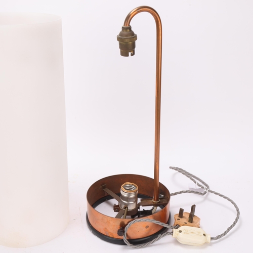 236 - A mid 20th century table lamp, with copper mounts and acrylic cylinder shade, height 42cm