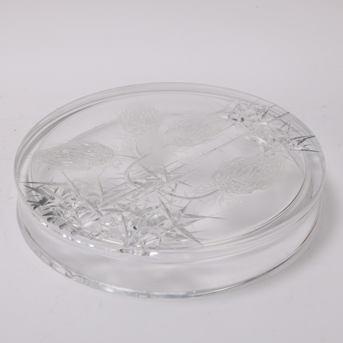 241 - JOSEF SVARC for Podebrady Glassworks, a Thistle design cut glass centre dish, signed to base, diamet... 