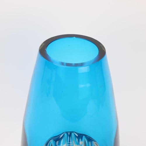 248 - MILAN METALAK, Czech, a 1960s'/70s' blue glass vase with applied shell, no makers mark, height 21cm