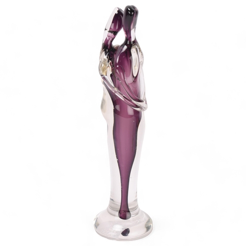 251 - A Murano glass sculpture of The Lovers, internal amethyst glass, height 33cm