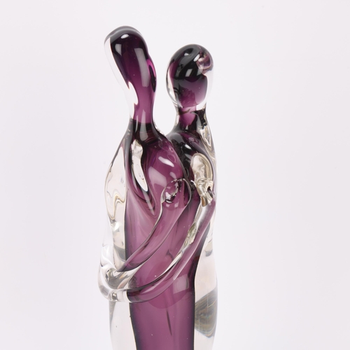 251 - A Murano glass sculpture of The Lovers, internal amethyst glass, height 33cm