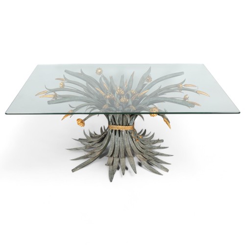 243 - A mid 20th century Hollywood Regency style Wheatsheaf & Poppy table in the manner of Chanel, with ve... 