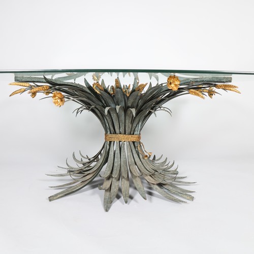 243 - A mid 20th century Hollywood Regency style Wheatsheaf & Poppy table in the manner of Chanel, with ve... 