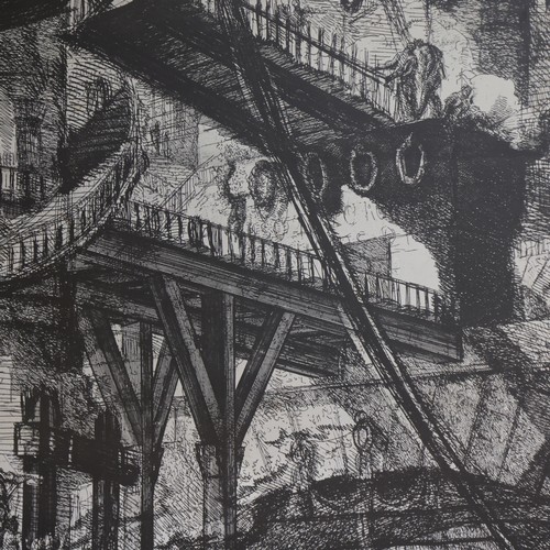 263 - After Giovanni Piranesi, the drawbridge from The Imaginary of Prisons, a large print on coated paper... 