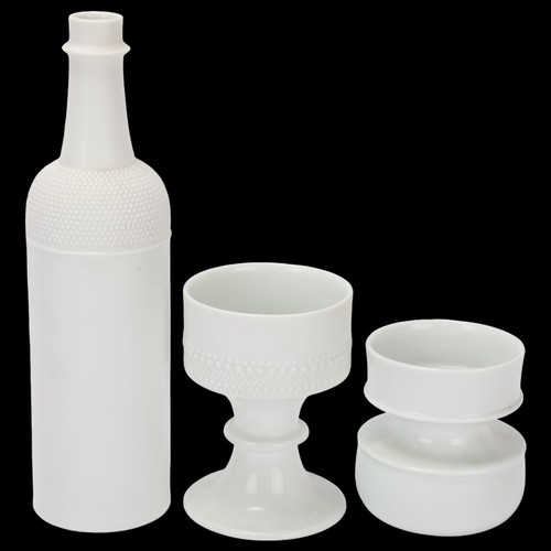 264 - TAPIO WIRKKALA for Rosenthal, 1970s' studio-line white porcelain bottle and goblet vases and another... 