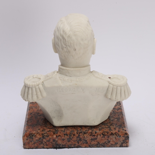 384 - A Willis, Parian porcelain bust of King George V circa 1811, on marble base, height 21cm