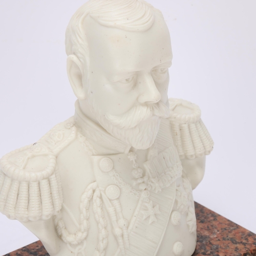 384 - A Willis, Parian porcelain bust of King George V circa 1811, on marble base, height 21cm