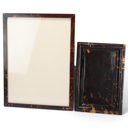 391 - A large early 20th century tortoiseshell photo frame and tray, frame 41.5 x 31.5cm