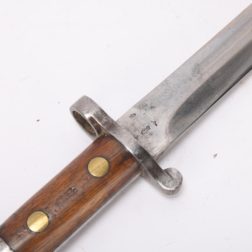 397 - Victorian 1888 pattern bayonet, by Wilkinson of London, with VR monogram, length 42.5cm, no scabbard