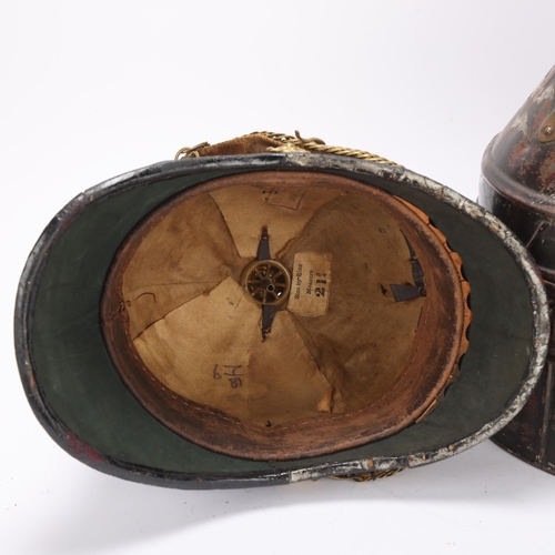 400 - A Victorian Royal York Lancaster blue cloth helmet, in original tin with brass label 