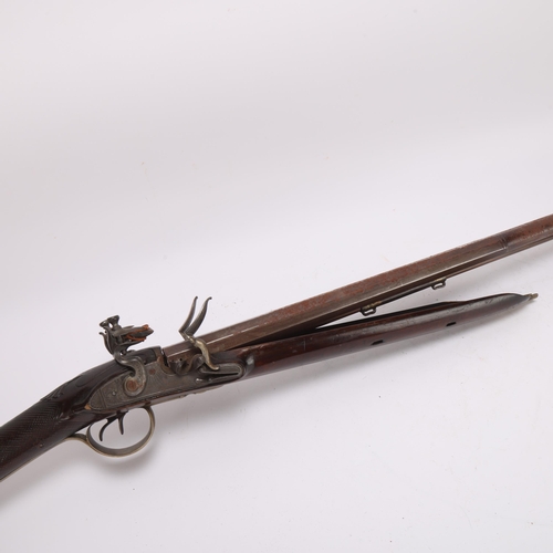 403 - ** Withdrawn** Early 19th century double-barrel flint lock rifle, by B Harris of London, barrel leng... 