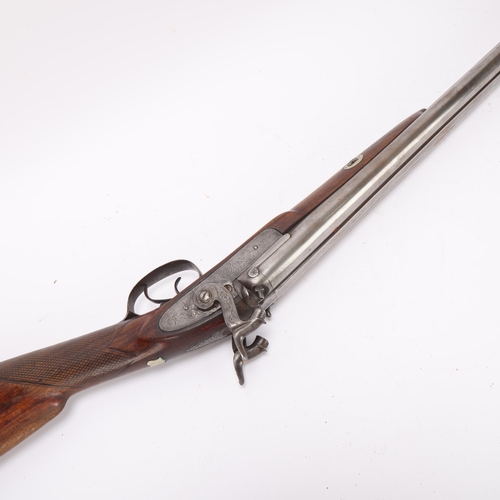 404 - **Withdrawn** Early 19th century double-barrel percussion rifle, by R Chaplain of London, barrel len... 