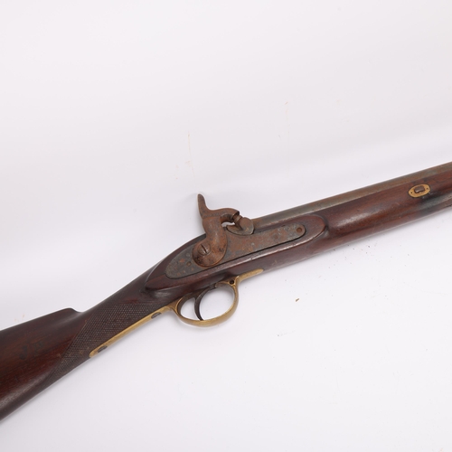 406 - Victorian percussion rifle with Tower marks, barrel length 99cm (A/F)