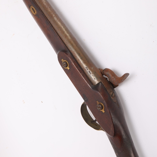 406 - Victorian percussion rifle with Tower marks, barrel length 99cm (A/F)