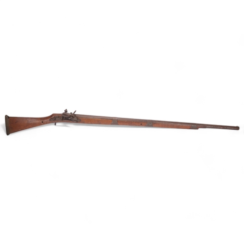 409 - **Withdrawn** Indian North West Frontier flintlock rifle, barrel length 103cm (A/F)