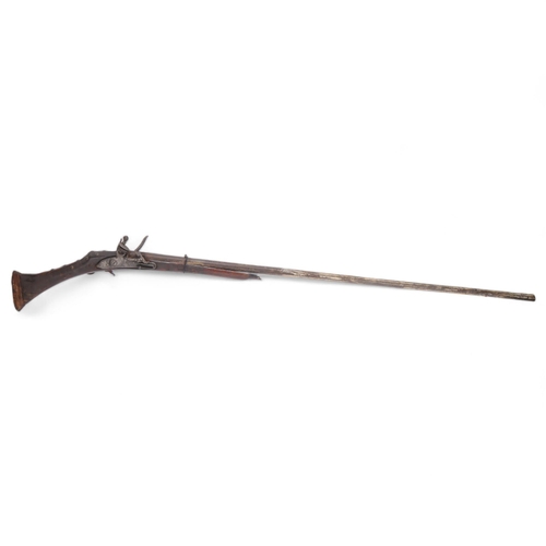 410 - **Withdrawn** Afghan Tribal flintlock rifle, barrel length 113cm (A/F)