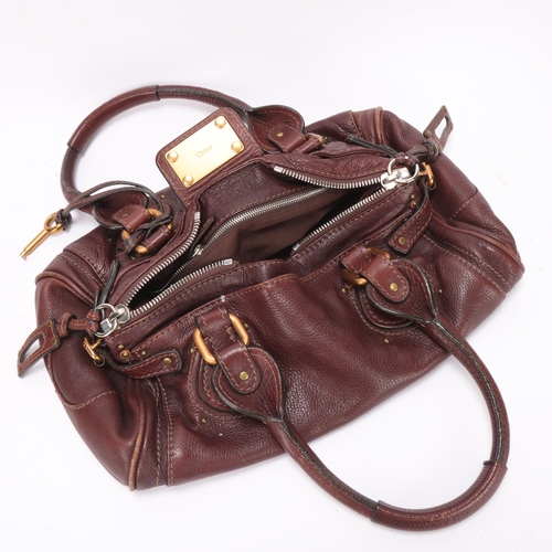 423 - A Chloe Paddington handbag in dark brown leather with cotton lining and dust bag, length approx 40cm