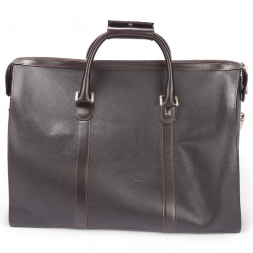 425 - A Dunhill dark brown Scotch grain leather holdall, Italian made, circa 1990, length approx 45cm