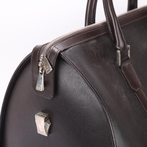 425 - A Dunhill dark brown Scotch grain leather holdall, Italian made, circa 1990, length approx 45cm