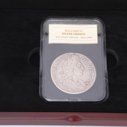 440 - A William III 1696 silver crown, in sealed capsule, CPM Coins presentation box and certificate