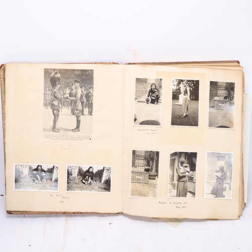 472 - A 1930s' leather bound photograph album relating to Herstmonceux Place, including family photos Mr &... 